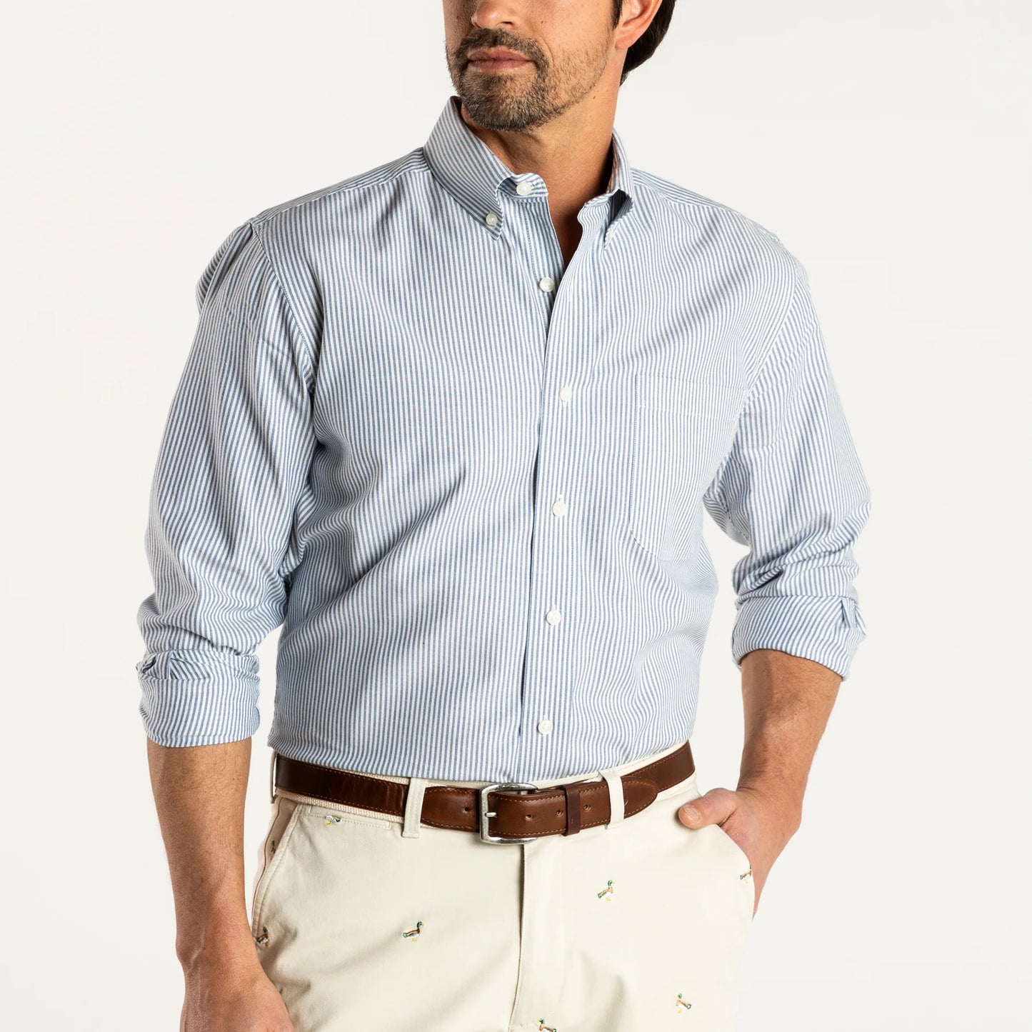 Stripe Cotton Oxford Sport Shirt