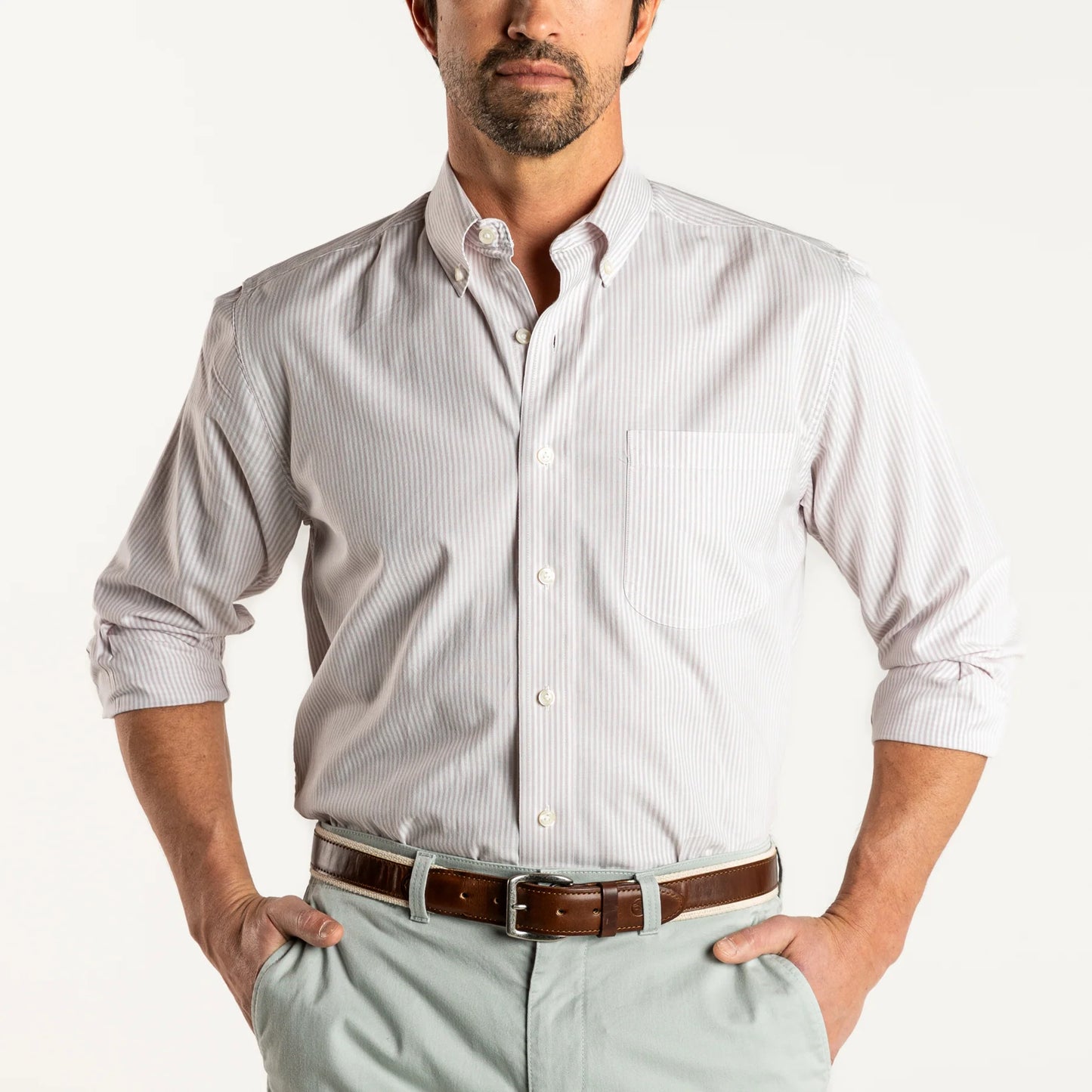 Stripe Cotton Oxford Sport Shirt