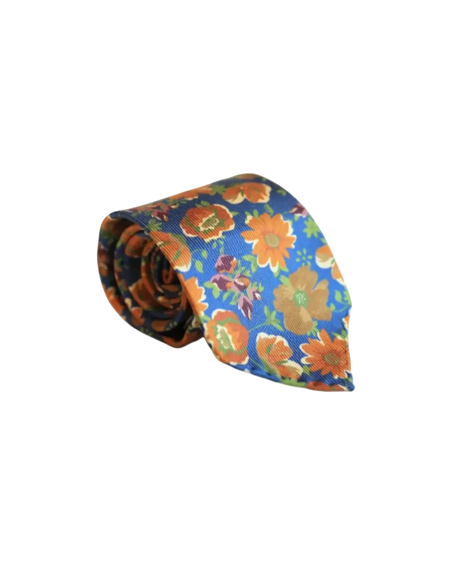 Floral Light Blue Orange Tie
