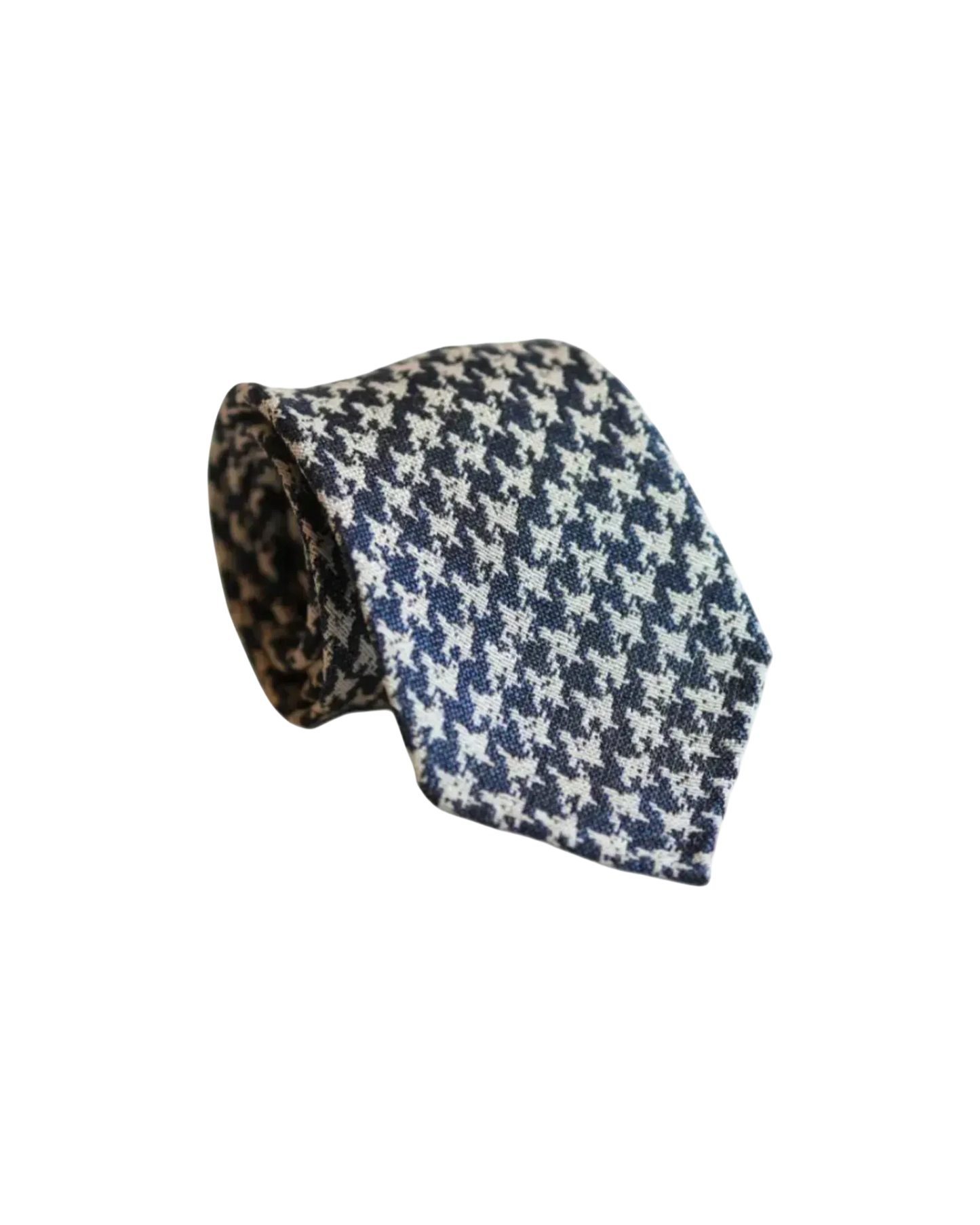Blue and Grey Linen Houndstooth Tie