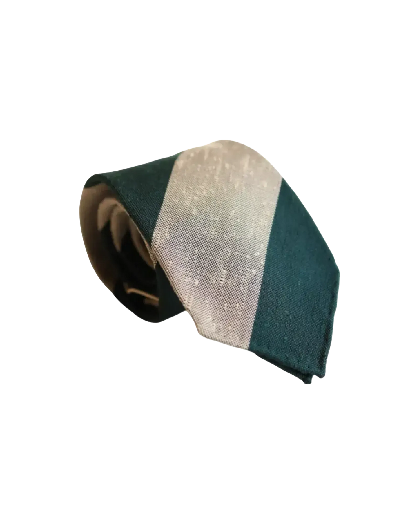 Green and Cream Wide Stripe Tie