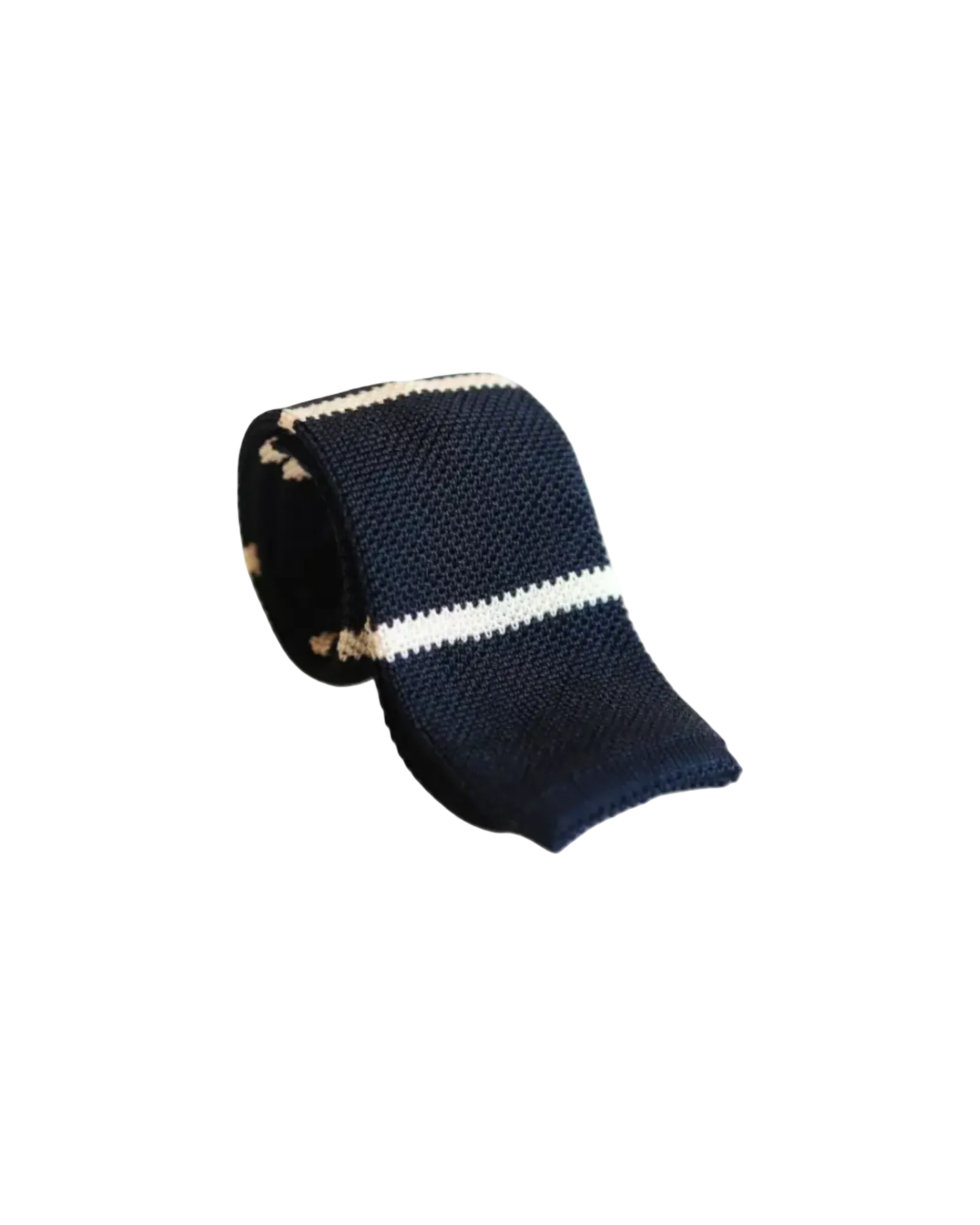 Navy and White Stripe Knit Tie
