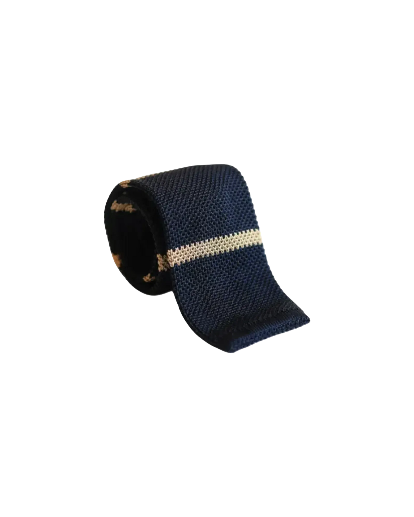 Navy and Tan Stripe Knit Tie