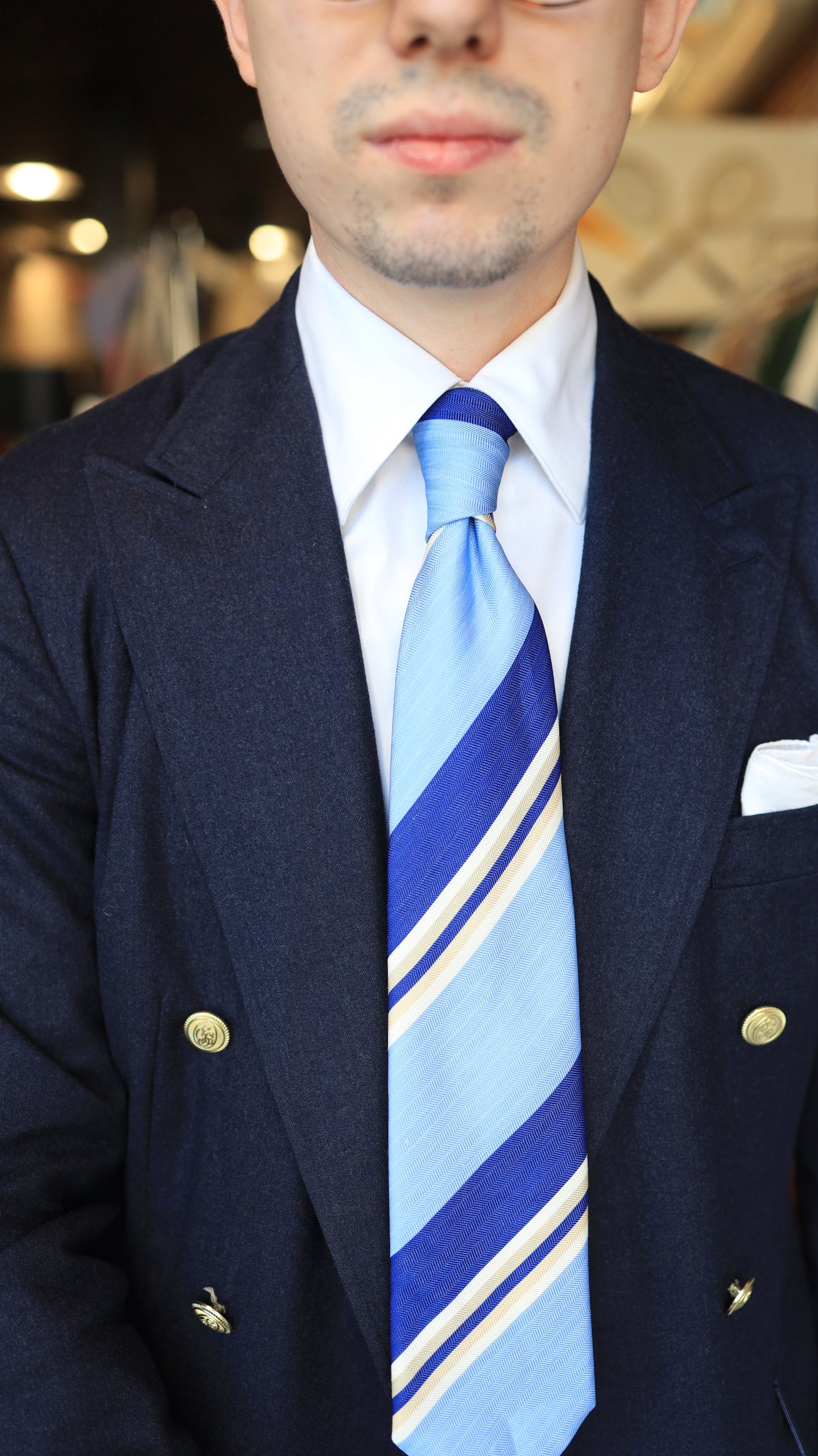 Light Blue Dark Blue Stripe Tie
