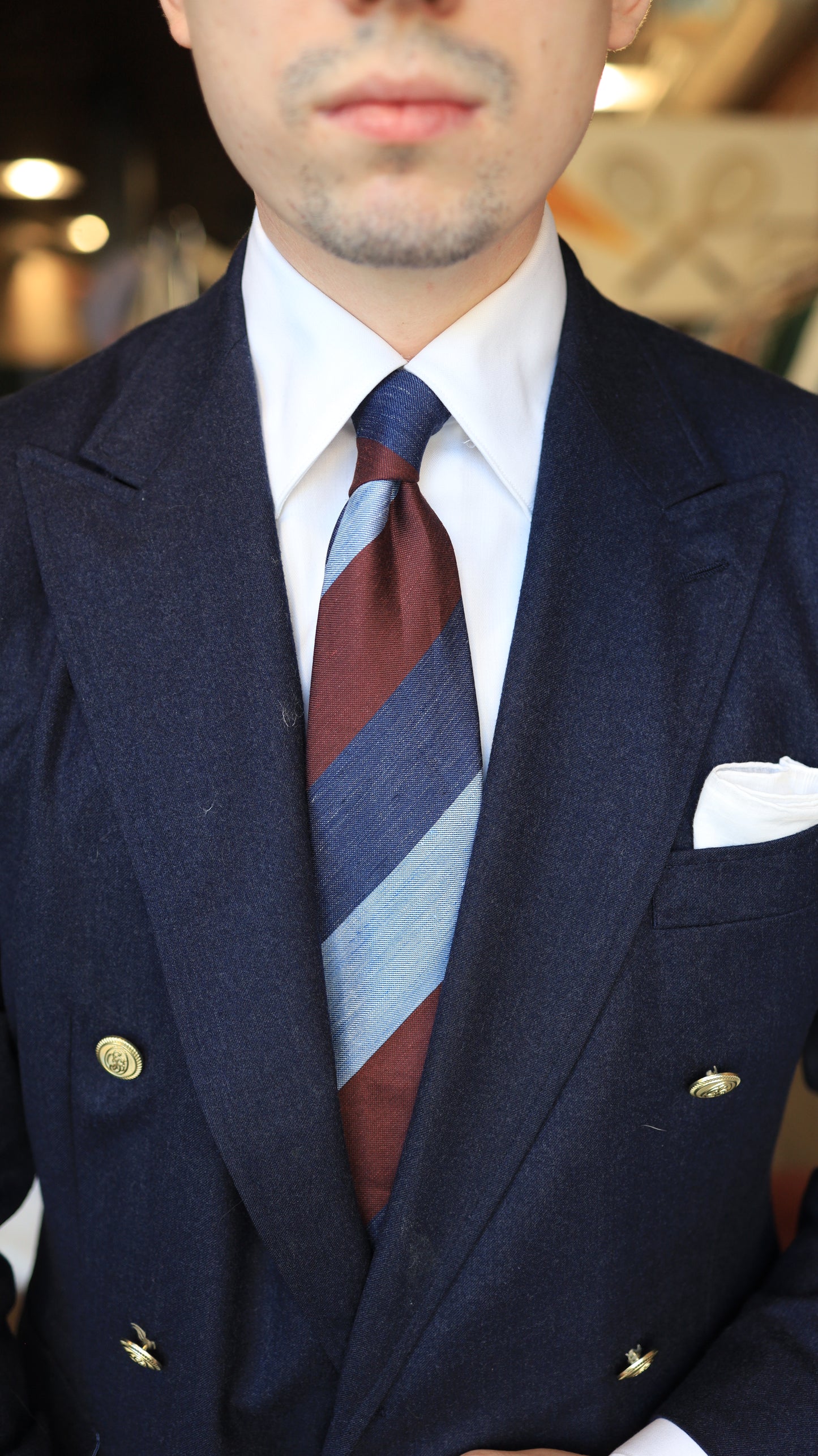 Burgundy and Blue Stipe Tie