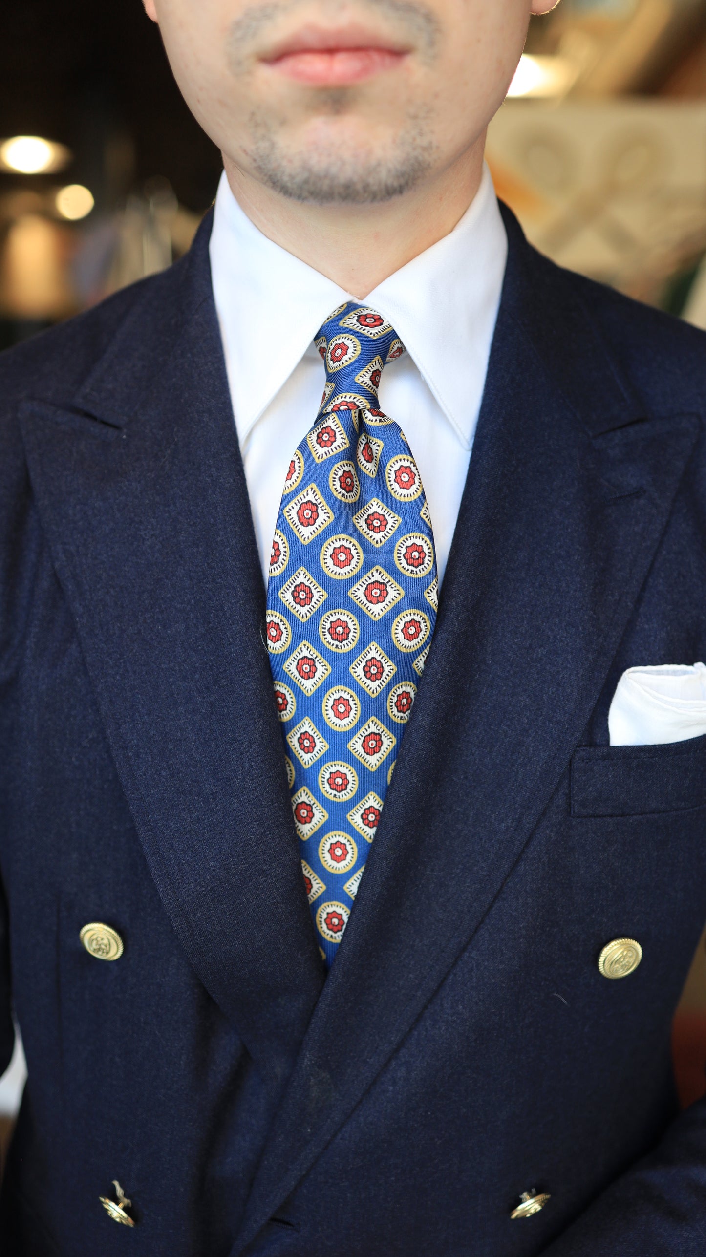 Blue and Red Square Tie