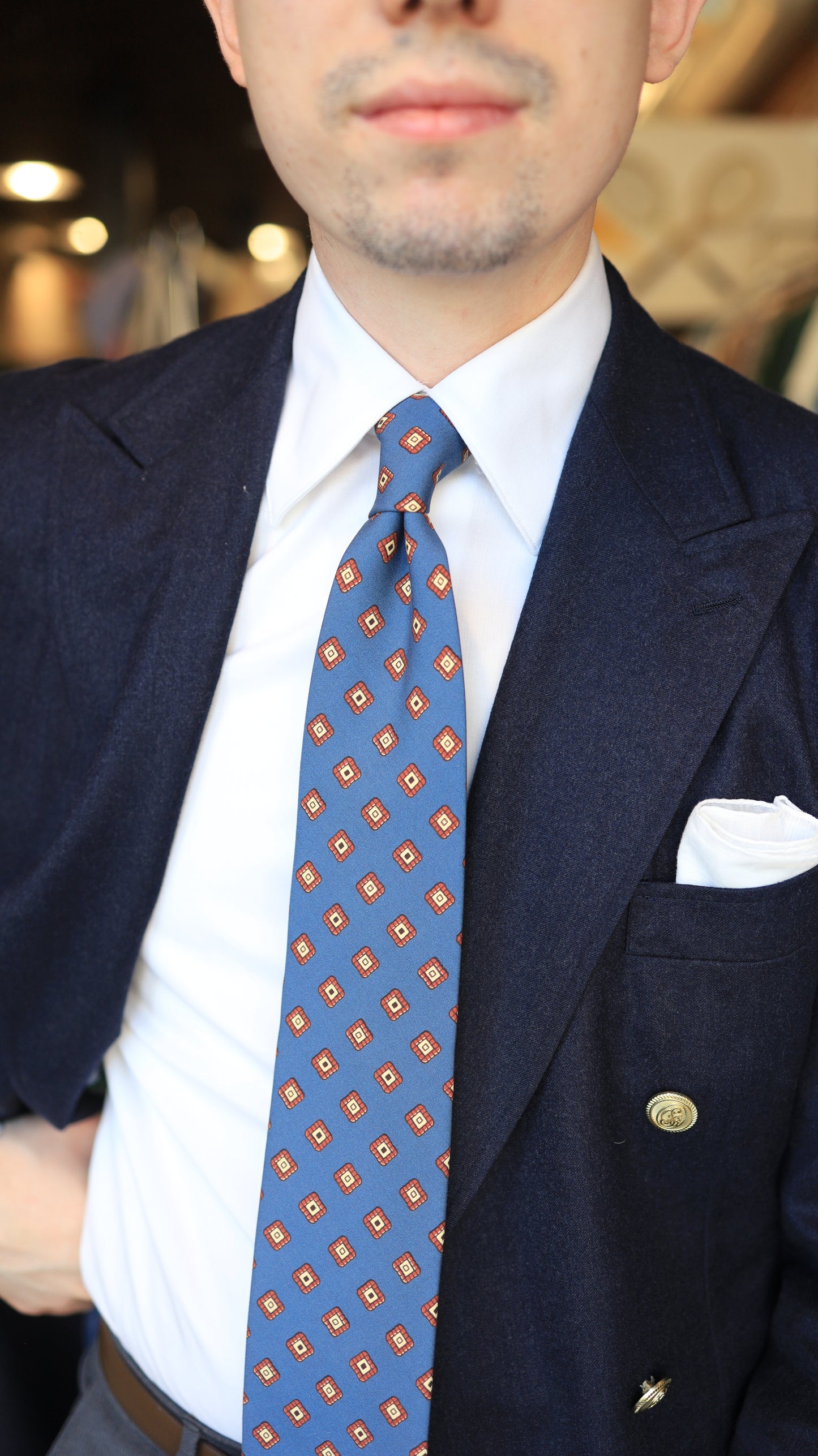 Blue and Brown Pattern Tie