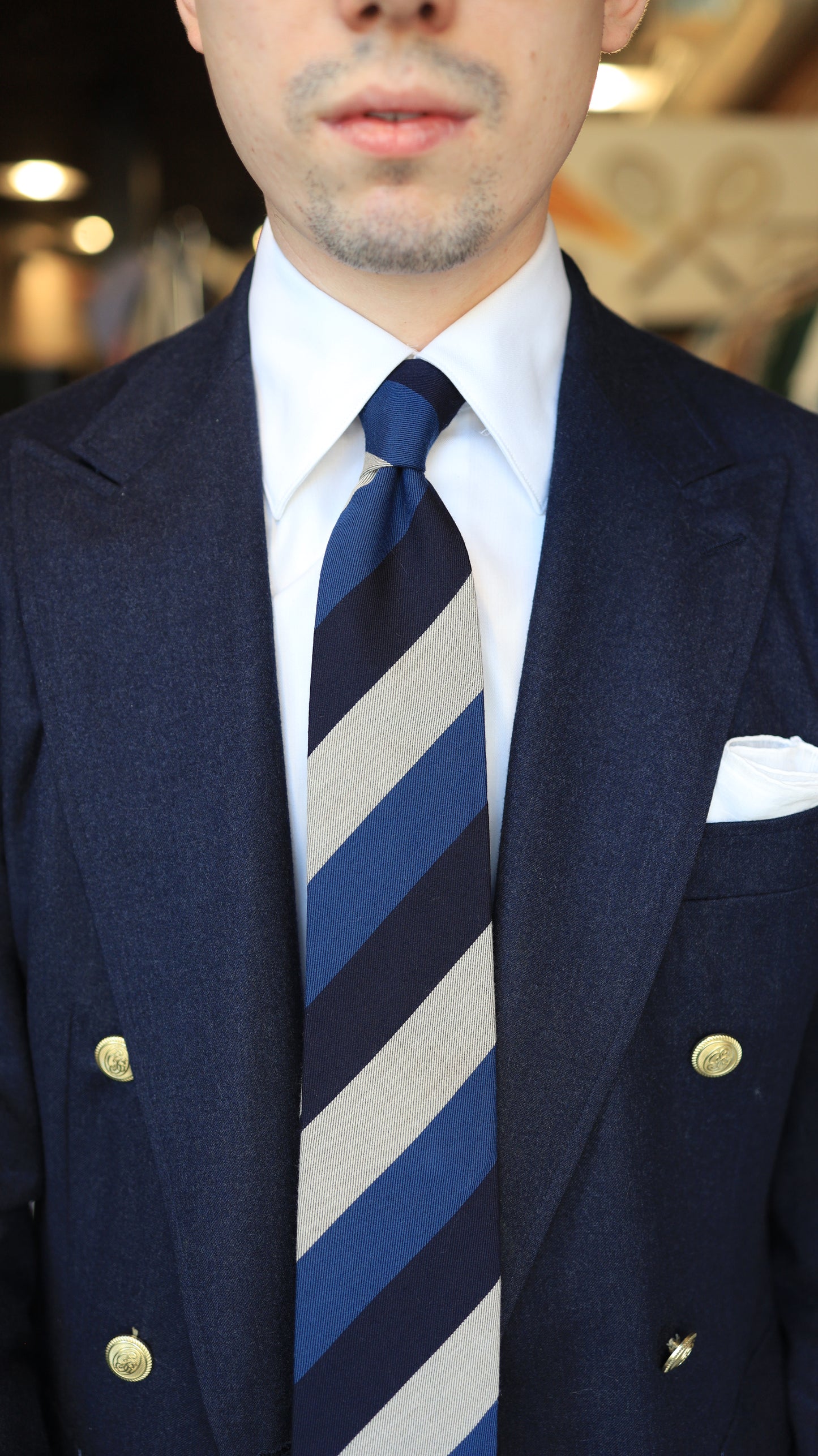 Blue and Grey Stripe Tie