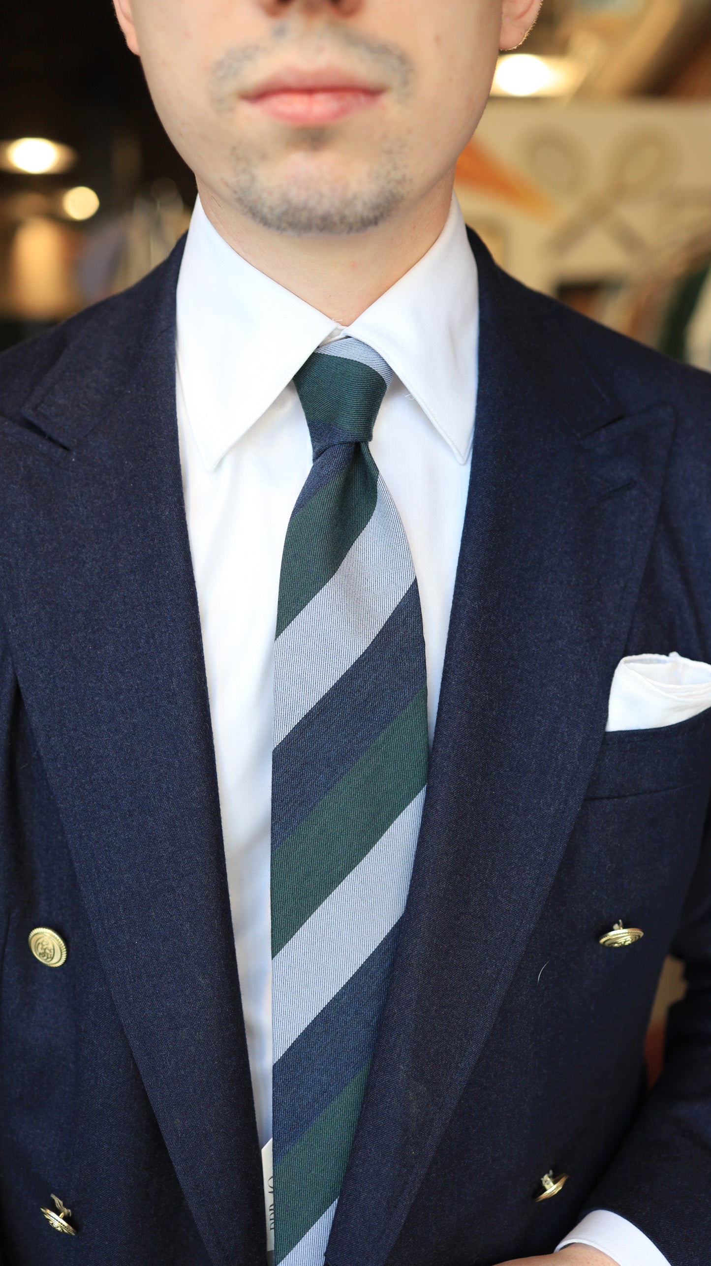 Green and Blue Stripe Tie