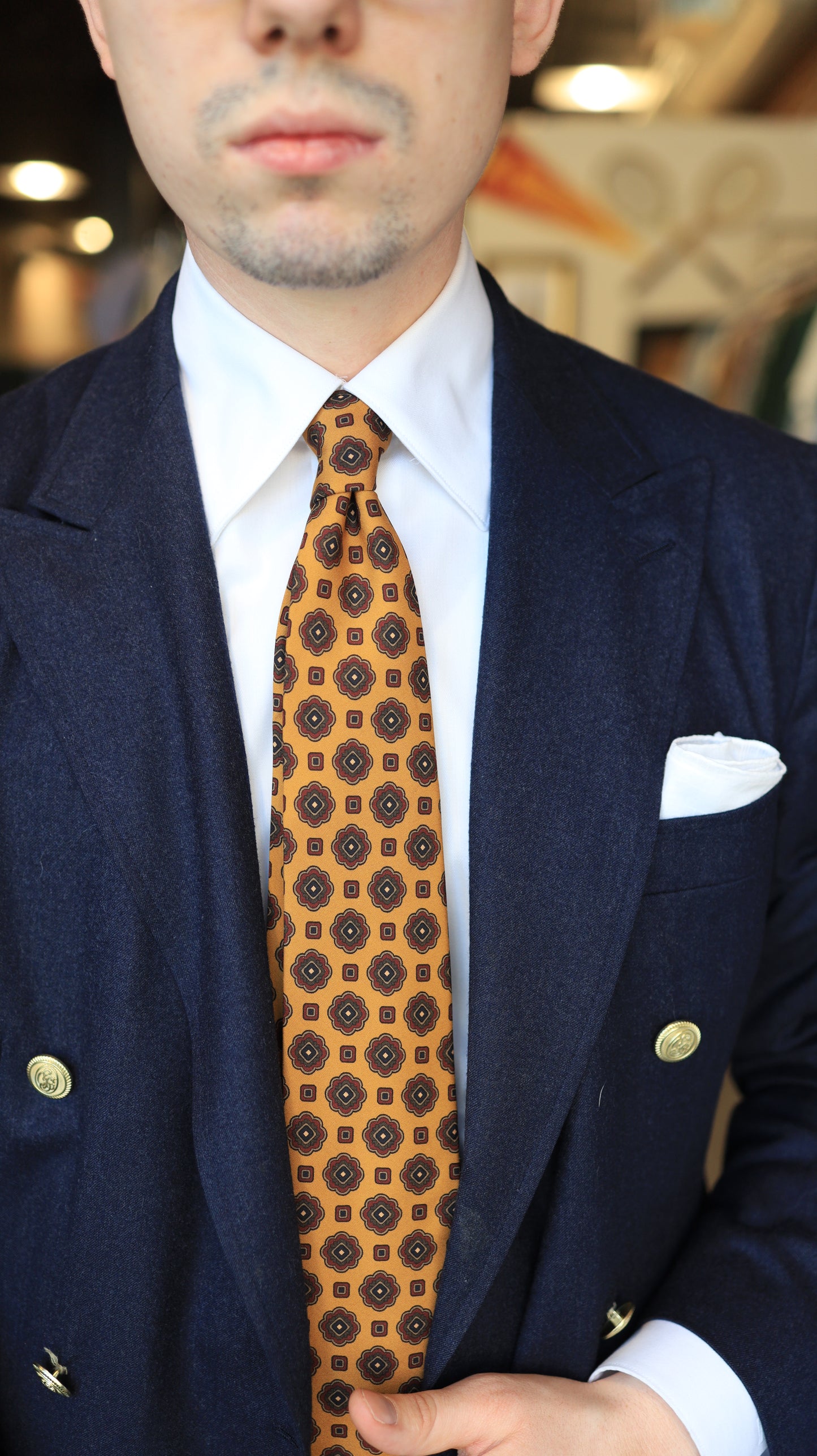 Yellow and Red Pattern Tie