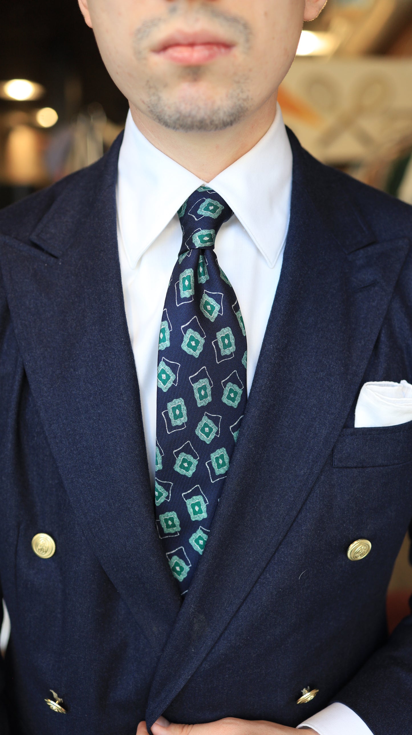 Green and Blue Square Tie