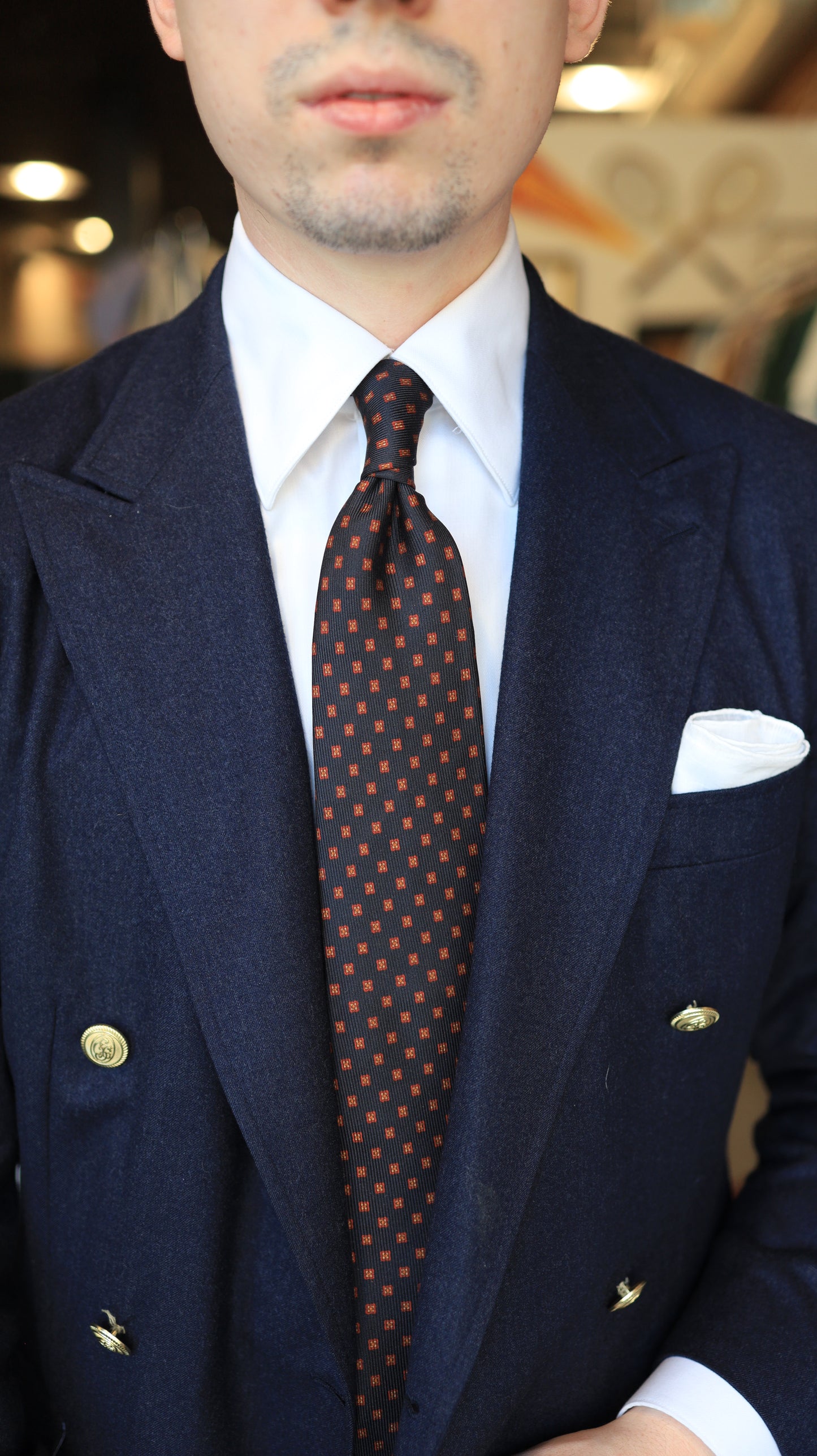 Navy and Burgundy Pattern Tie