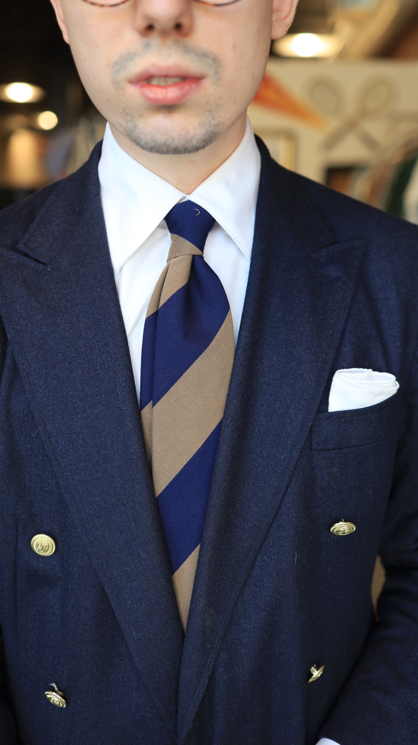 Blue and Brown Wide Stripe Tie
