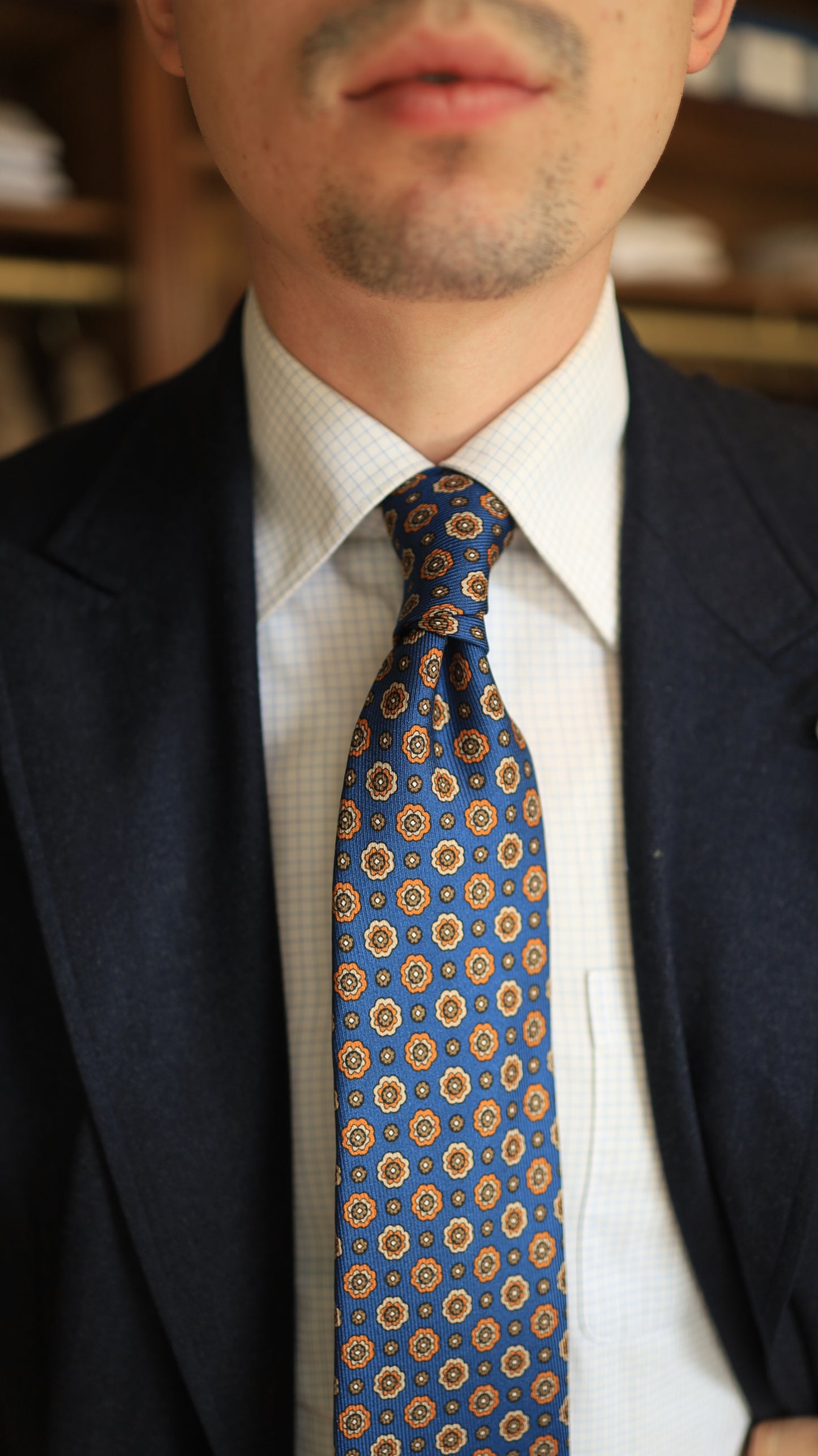Blue, Brown, and Orange Tie
