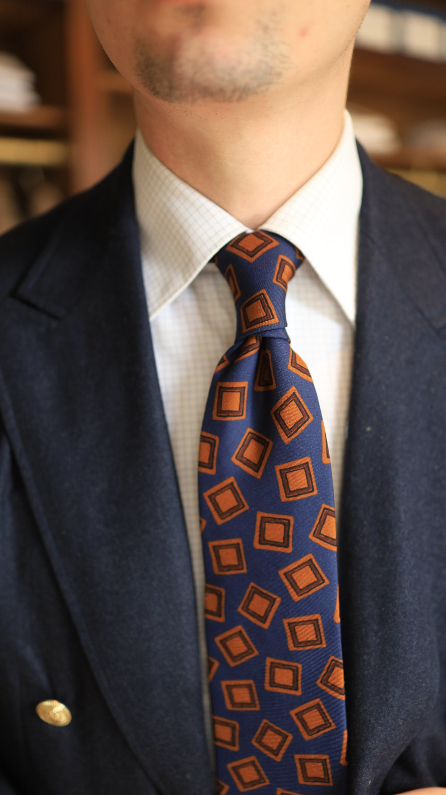 Blue Orange Square Tie
