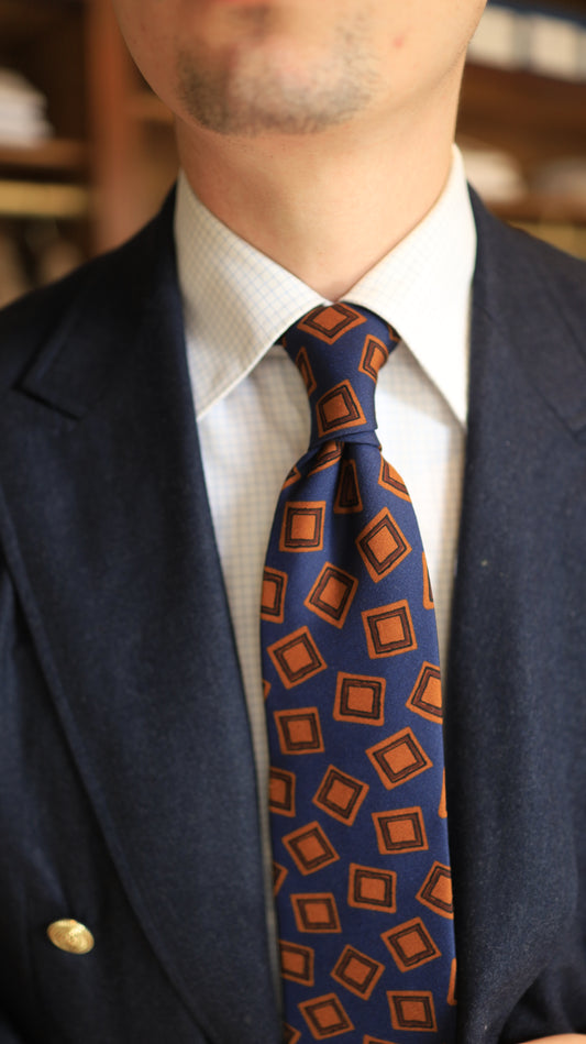Blue Orange Square Tie