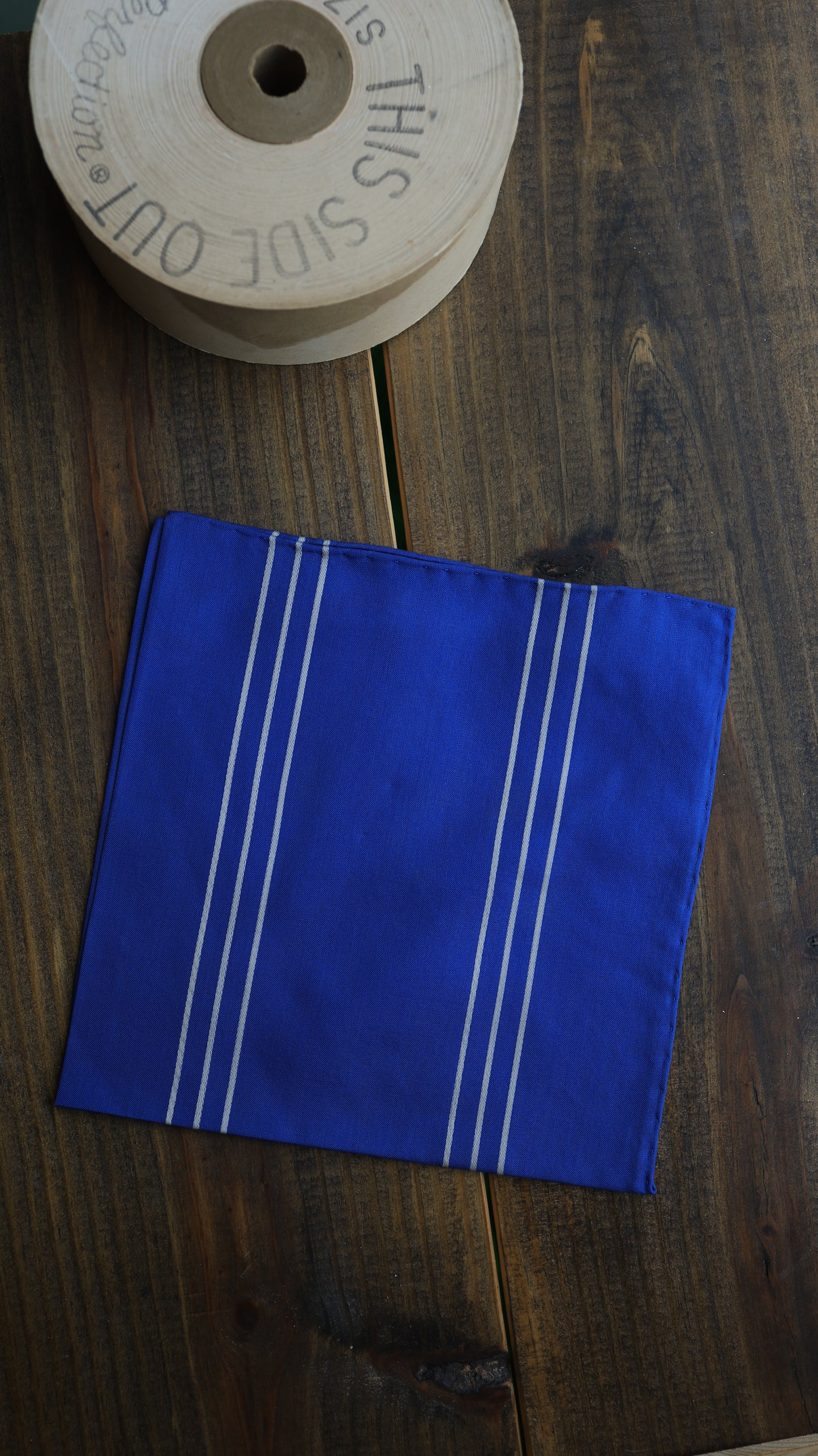 Blue and White Stripe Pocket Square