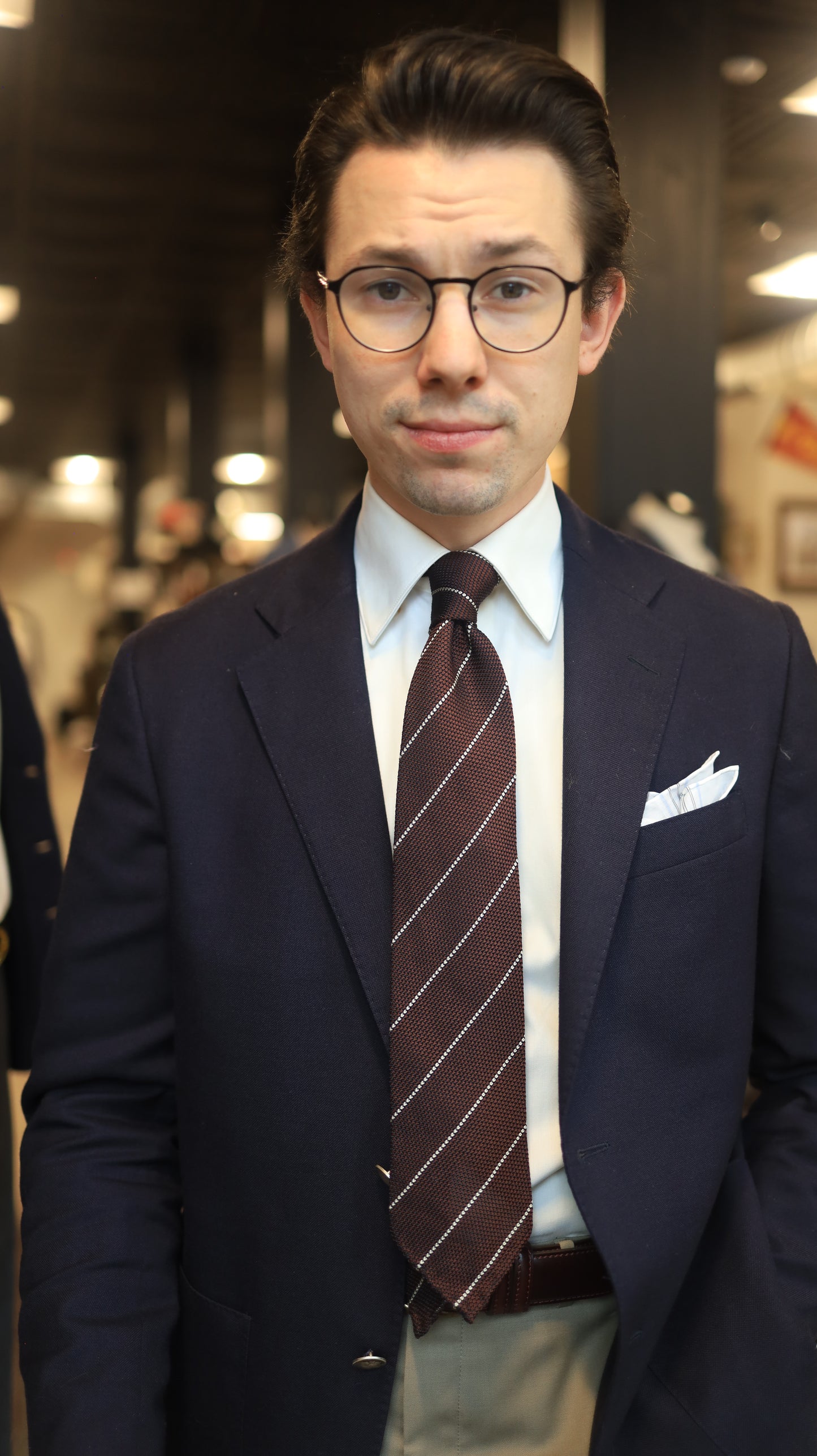 Burgundy Grenadine Striped Tie