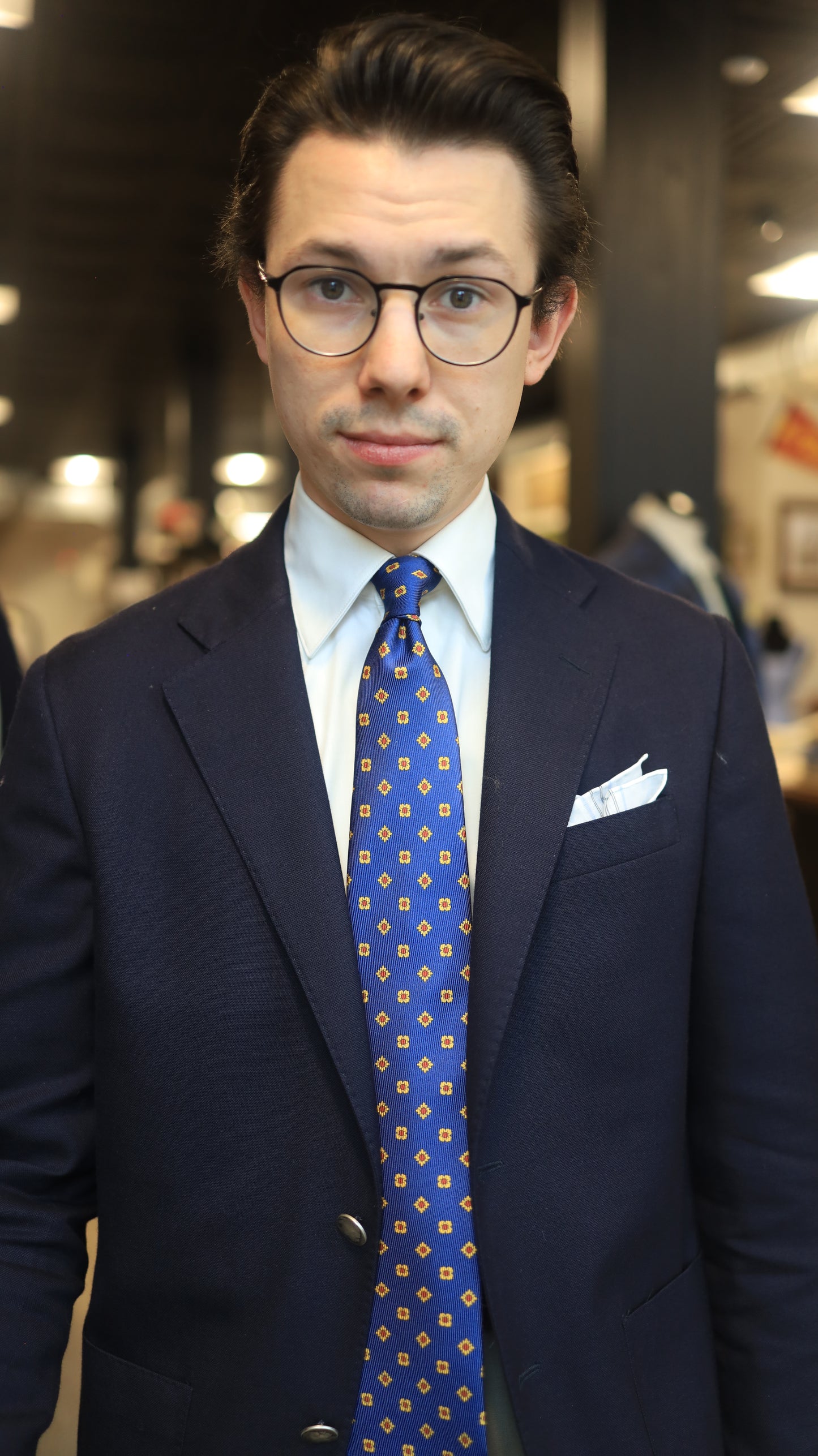 Blue/Yellow Neat Tie