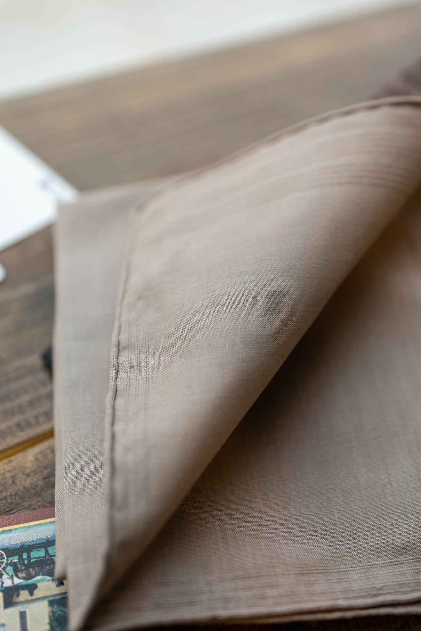 LIGHT BROWN COTTON LINEN POCKET SQUARE