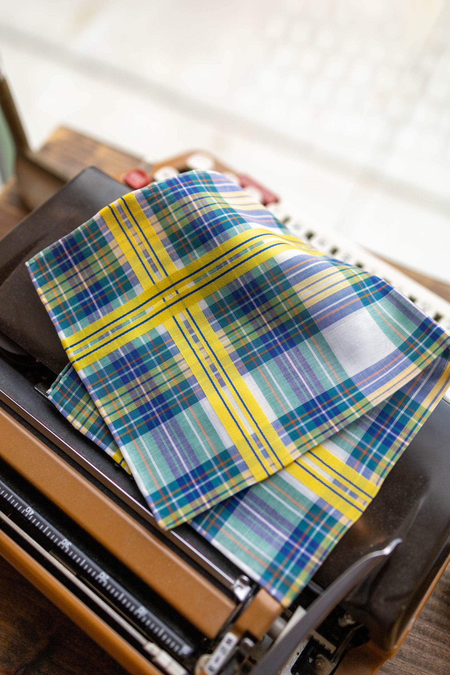Green Yellow Plaid Pocket Square