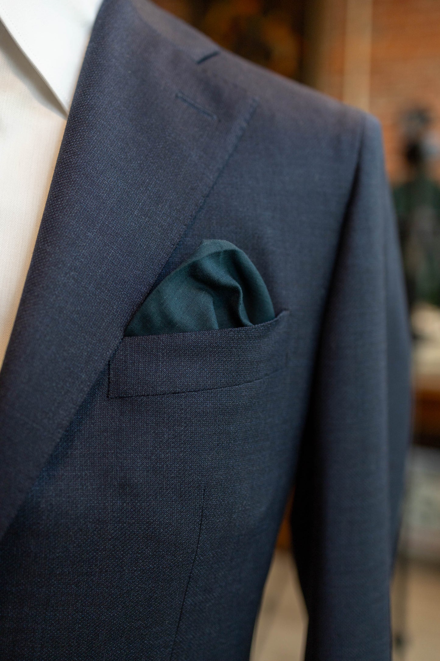 BLUE BLACK COTTON LINEN POCKET SQUARE
