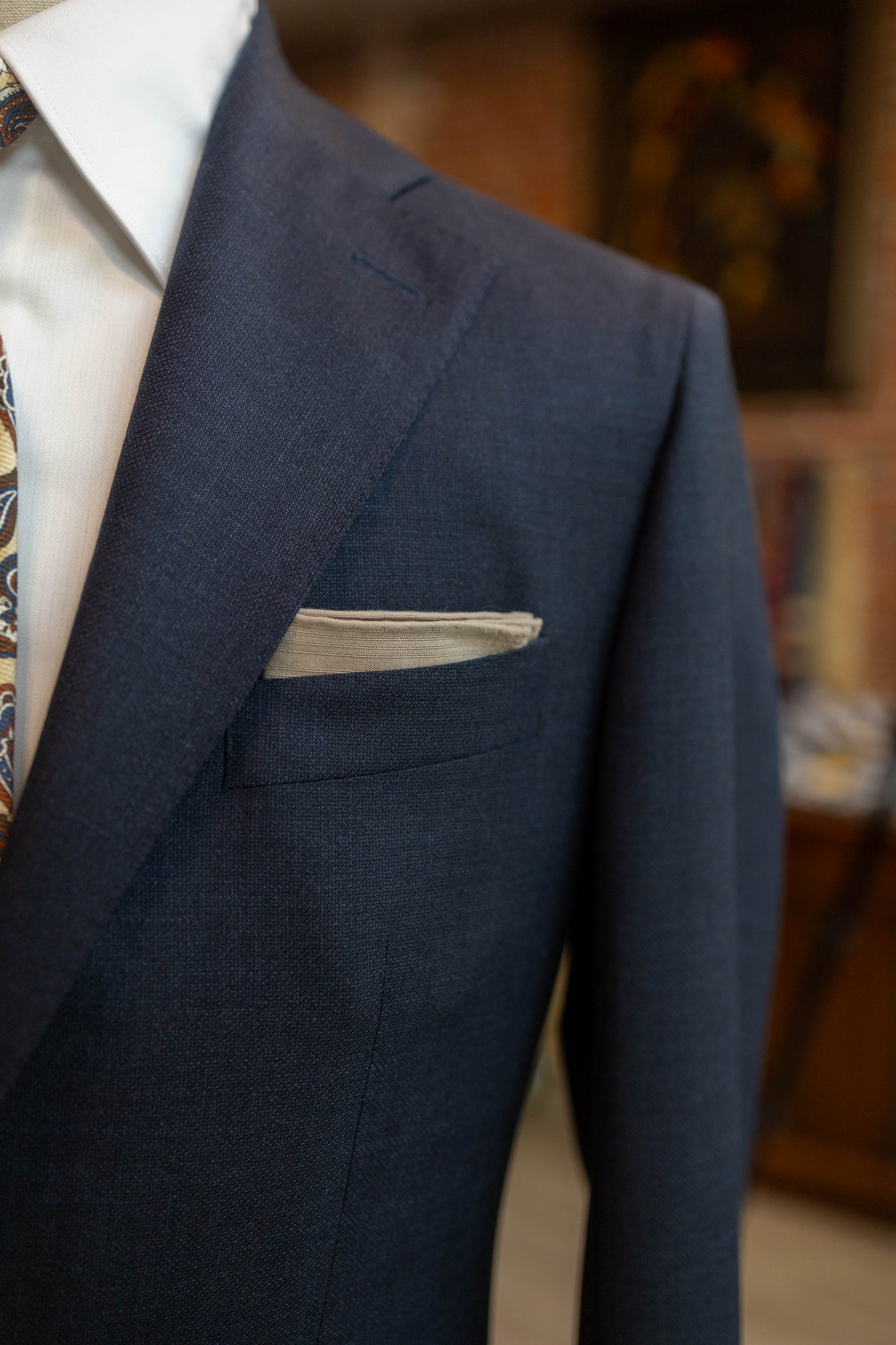 LIGHT BROWN COTTON LINEN POCKET SQUARE