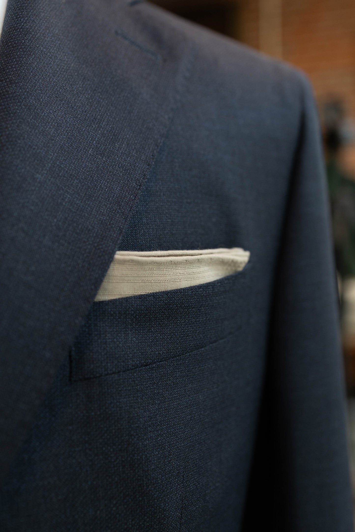 LIGHT BROWN COTTON LINEN POCKET SQUARE