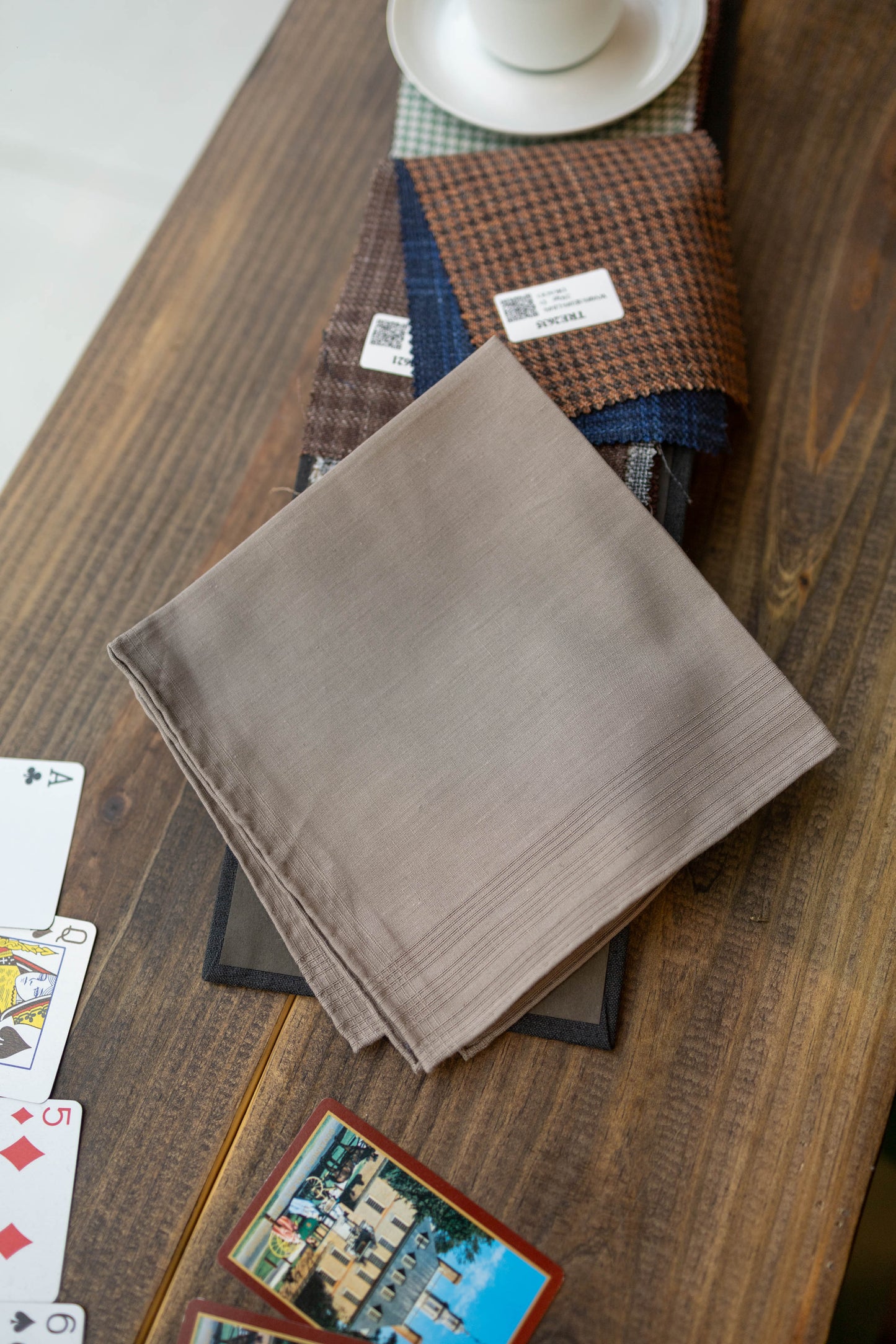 LIGHT BROWN COTTON LINEN POCKET SQUARE