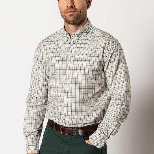 Cotton Twill Shirt Plaid Emerald Green