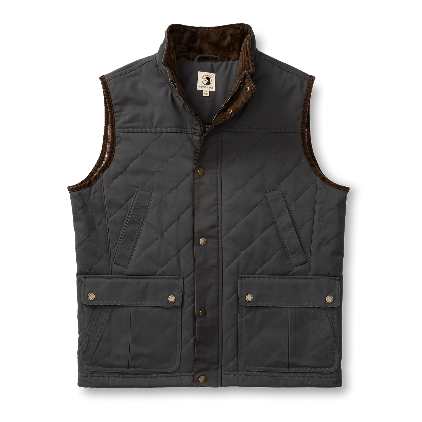 WAXED DUCK CANVAS QUILTED VEST - Magnet Grey