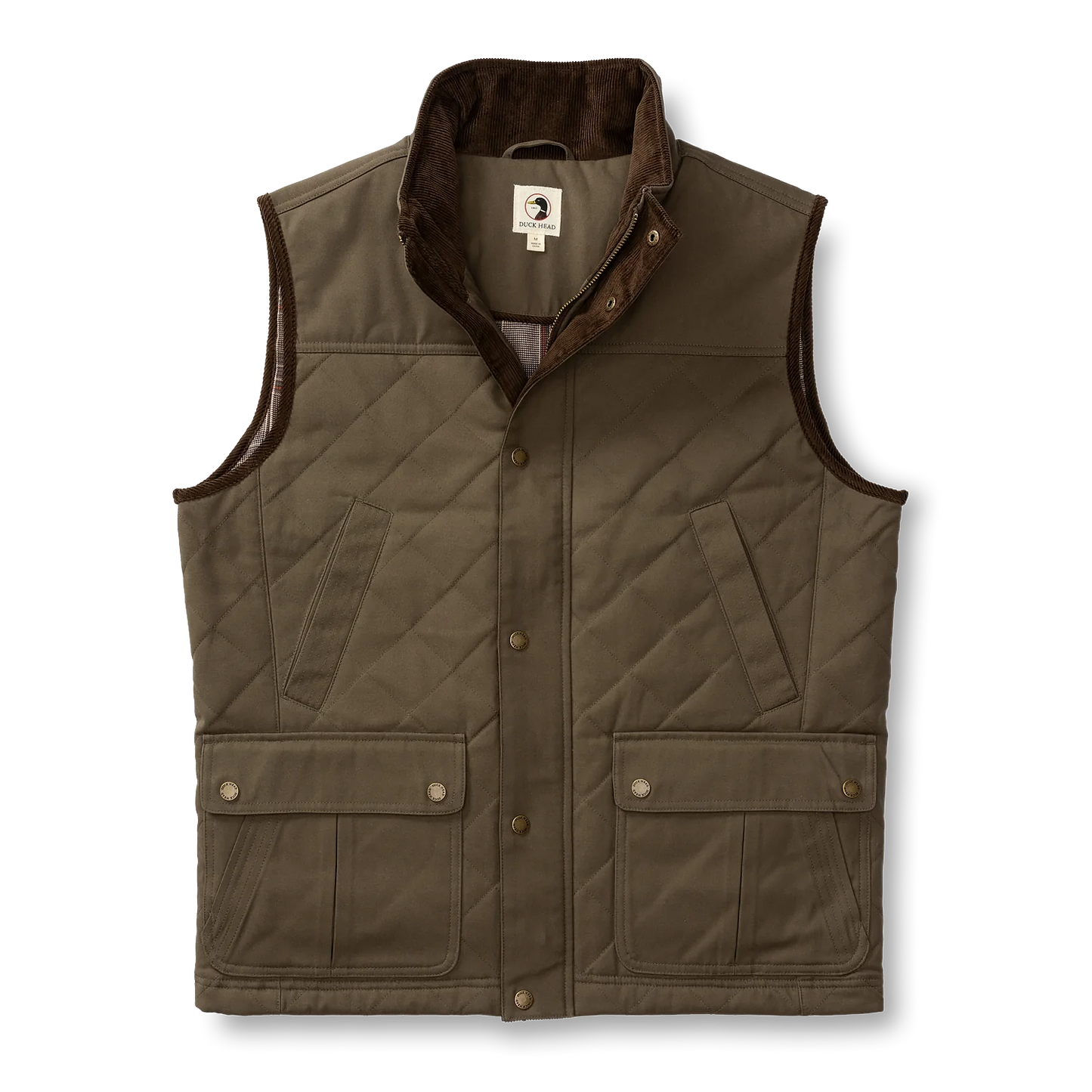 WAXED DUCK CANVAS QUILTED VEST - Crocodile Brown