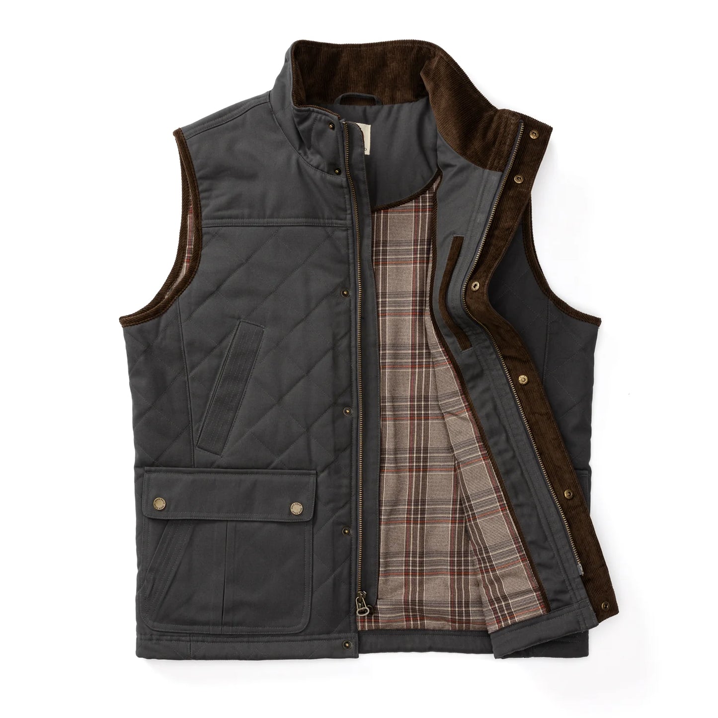 WAXED DUCK CANVAS QUILTED VEST - Magnet Grey