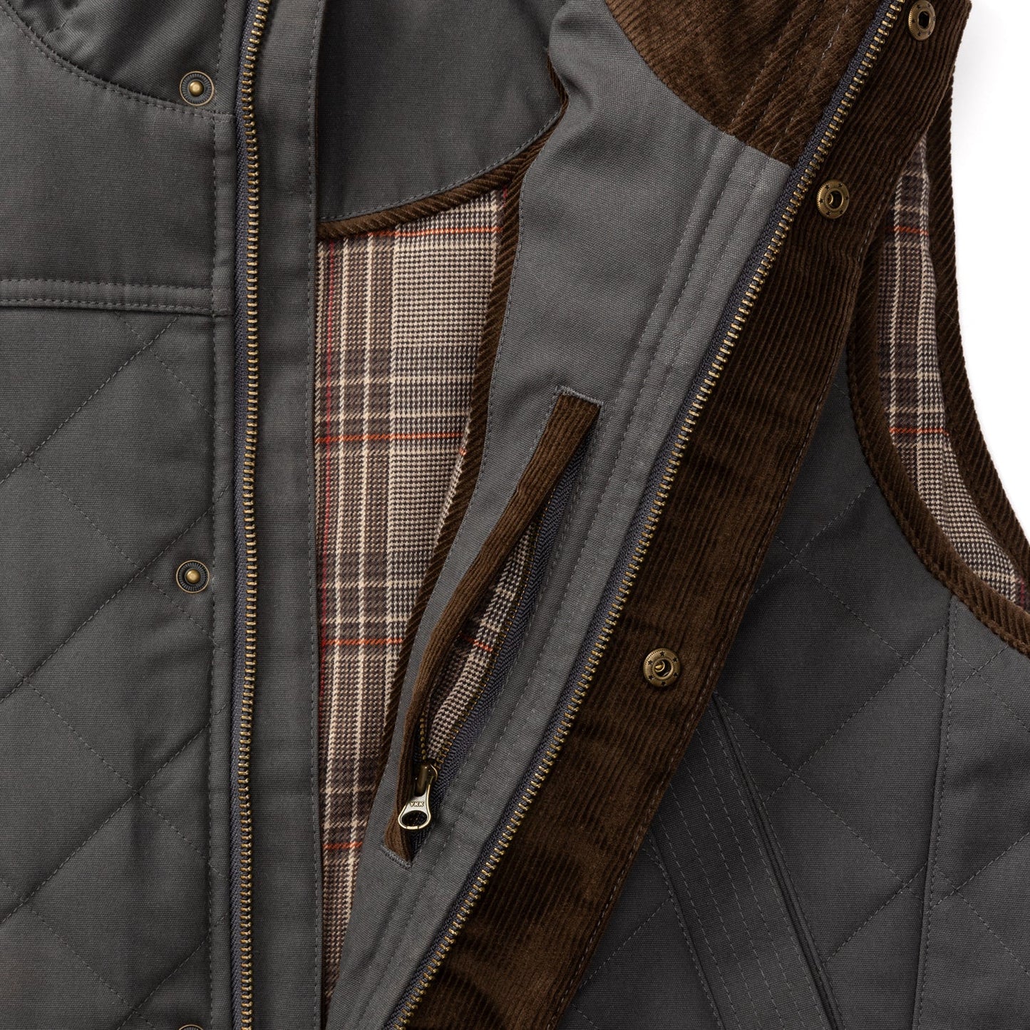 WAXED DUCK CANVAS QUILTED VEST - Magnet Grey