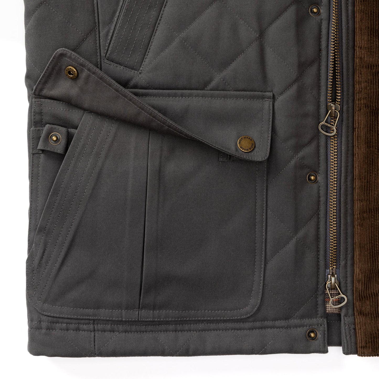 WAXED DUCK CANVAS QUILTED VEST - Magnet Grey