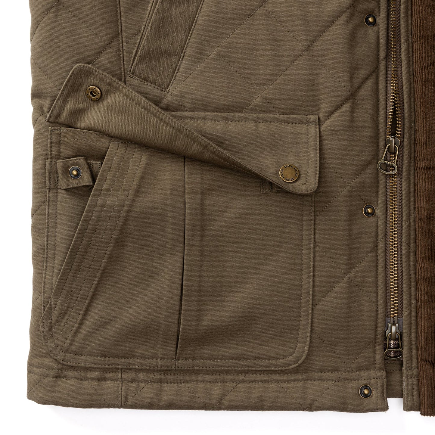 WAXED DUCK CANVAS QUILTED VEST - Crocodile Brown