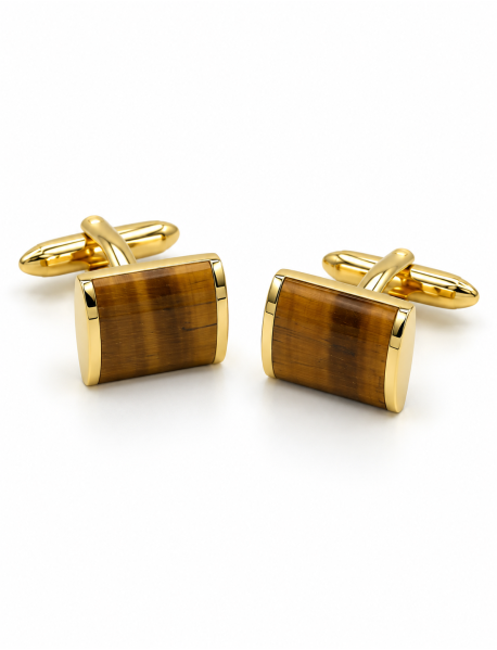 Tiger Eye 14k Gold Plated Cufflink