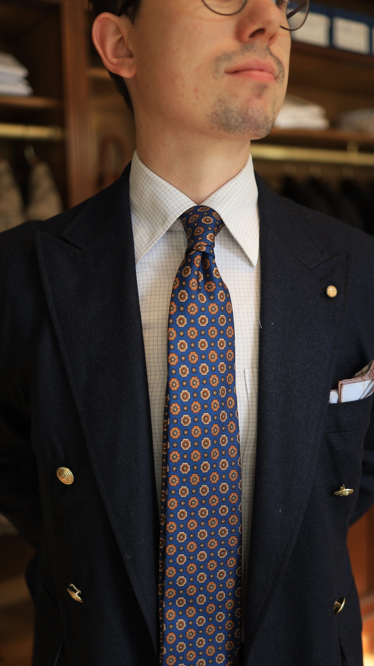 Blue, Brown, and Orange Tie
