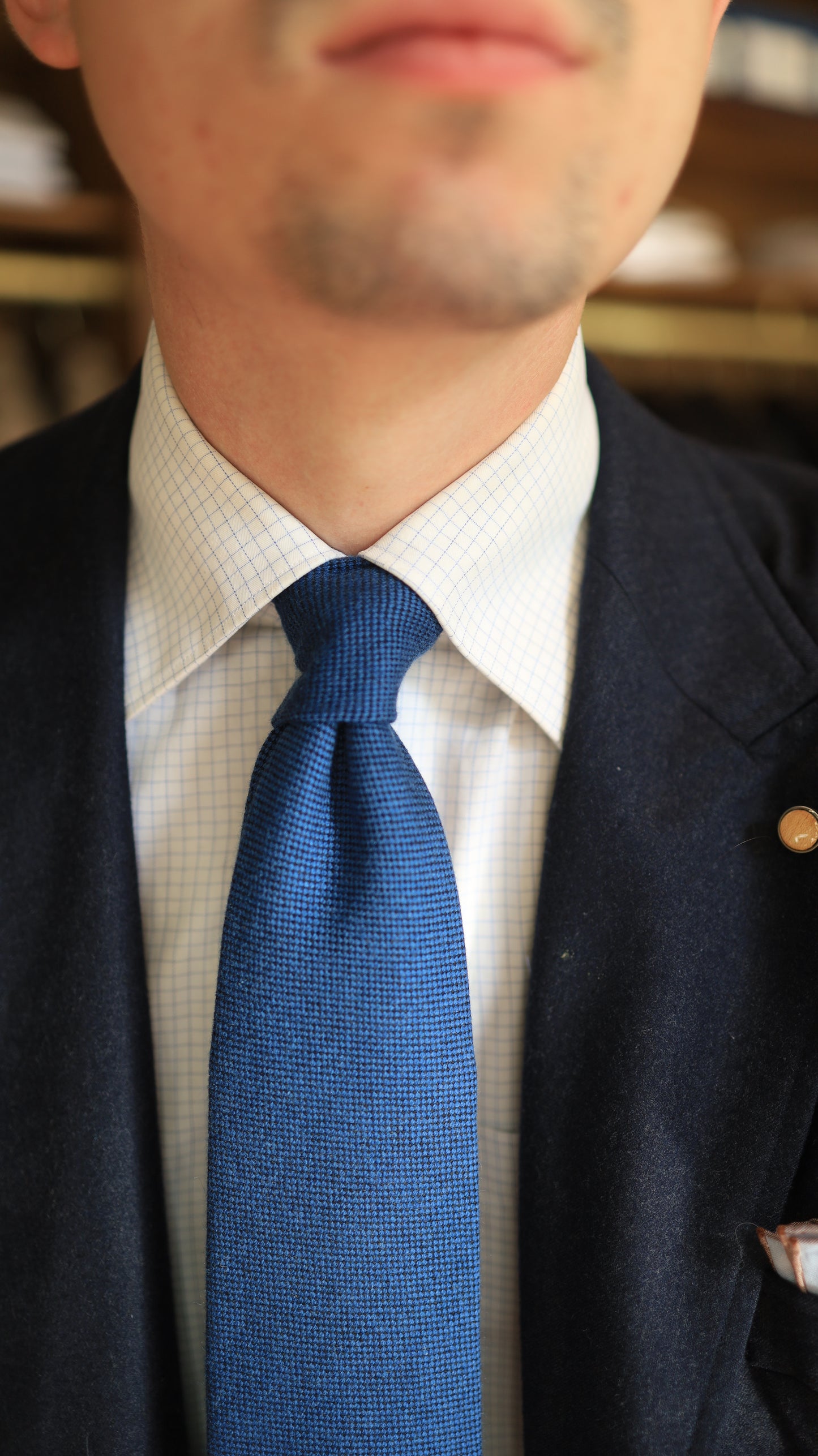 Blue Wool Cashmere Tie