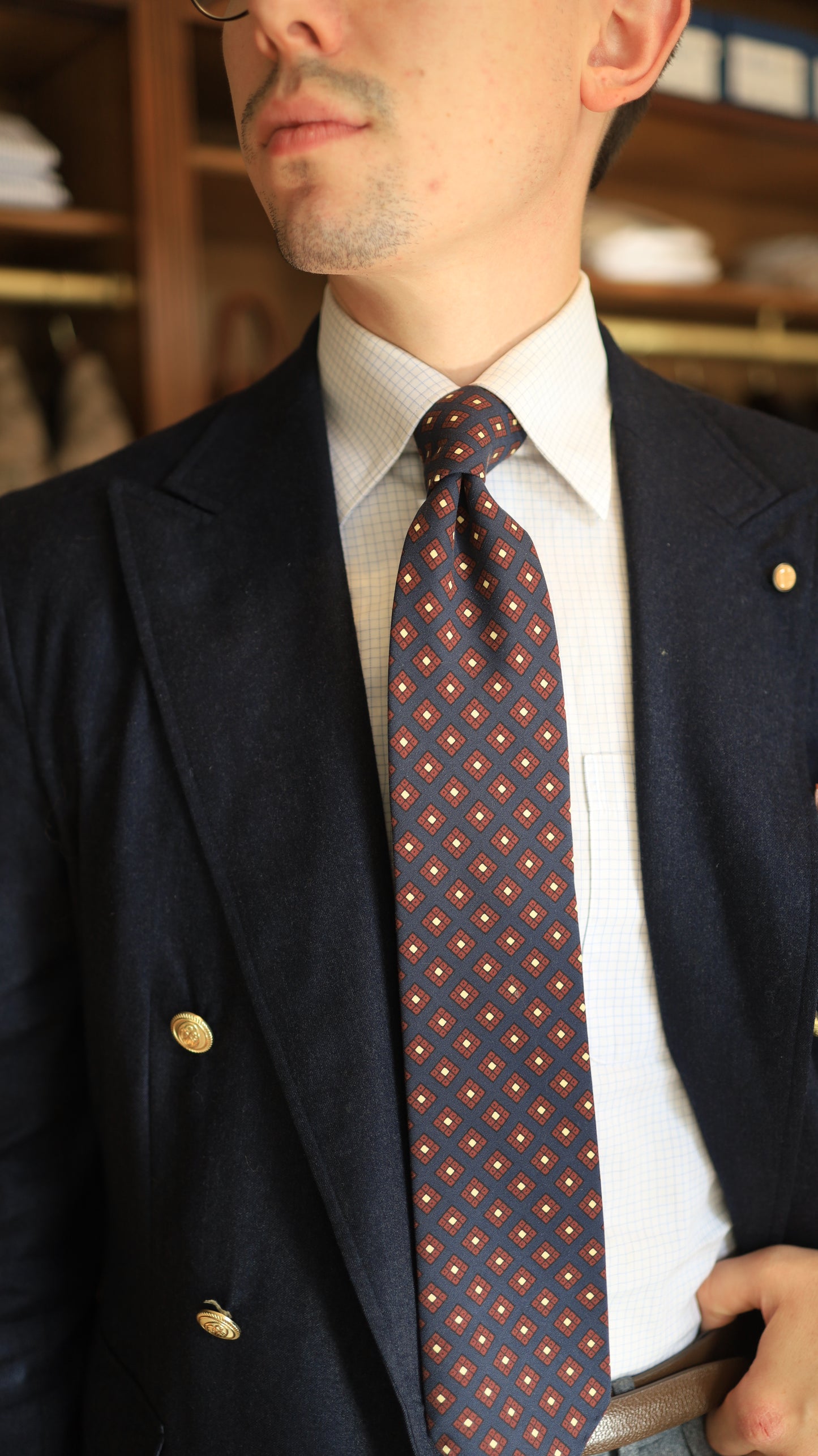 Navy and Red Dimond Tie