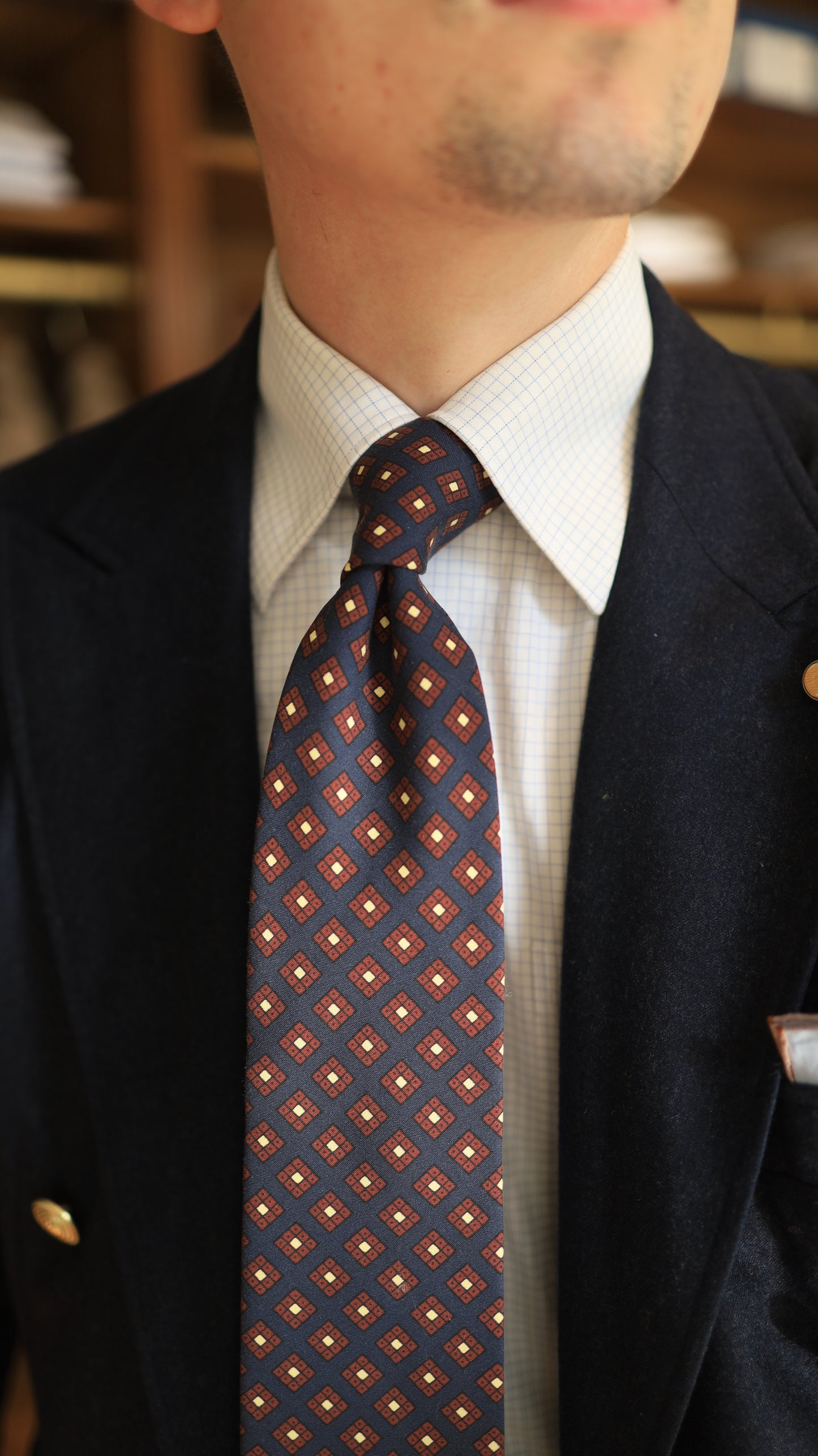 Navy and Red Dimond Tie
