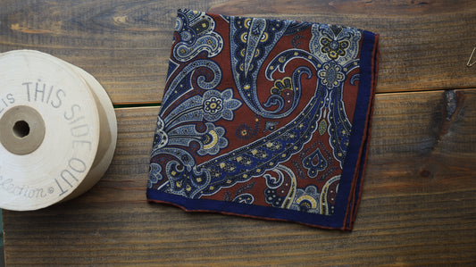 Red and Blue Paisley Pocket Square