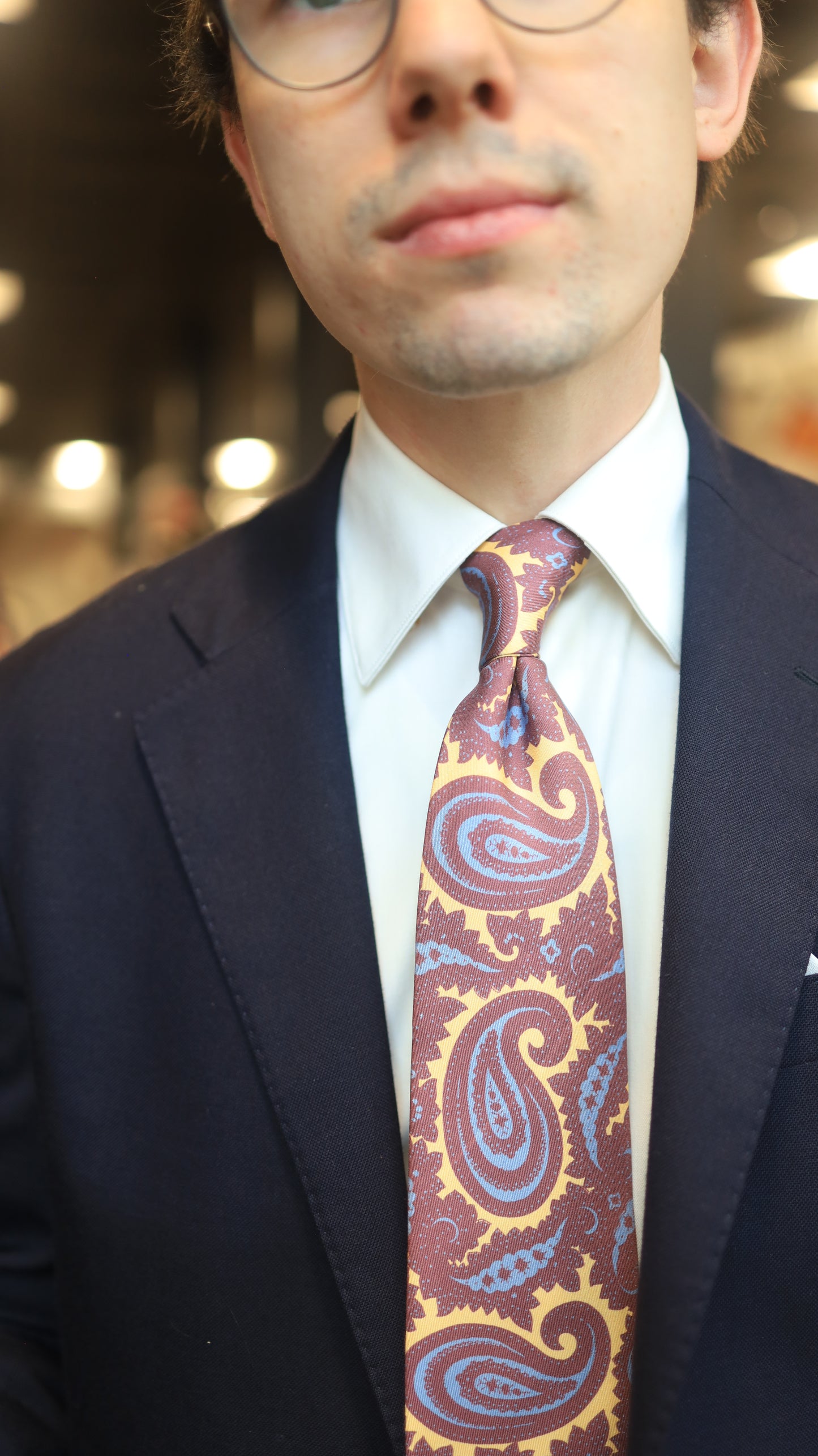 Yellow/Blue/Melot Paisley Tie