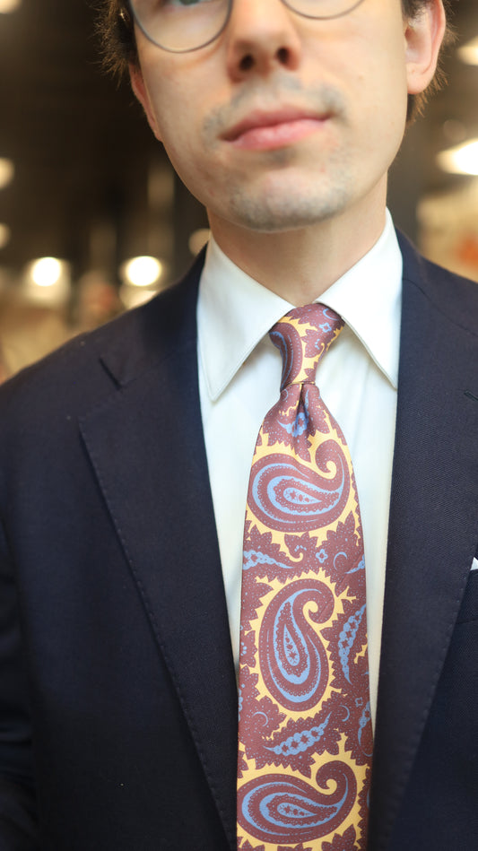 Yellow/Blue/Melot Paisley Tie
