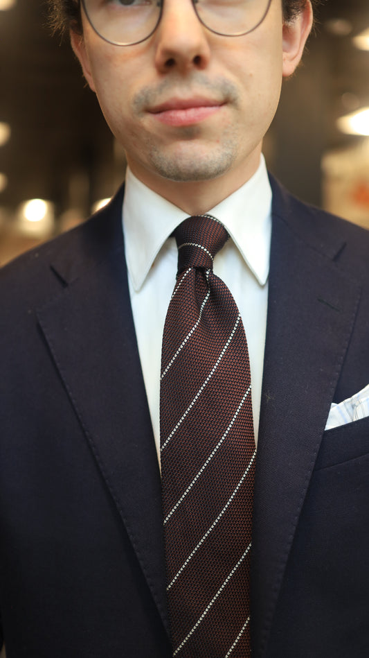 Burgundy Grenadine Striped Tie