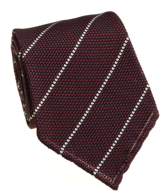 Burgundy Grenadine Striped Tie
