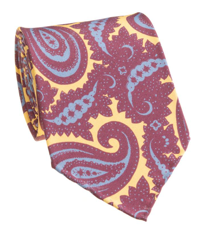 Yellow/Blue/Melot Paisley Tie
