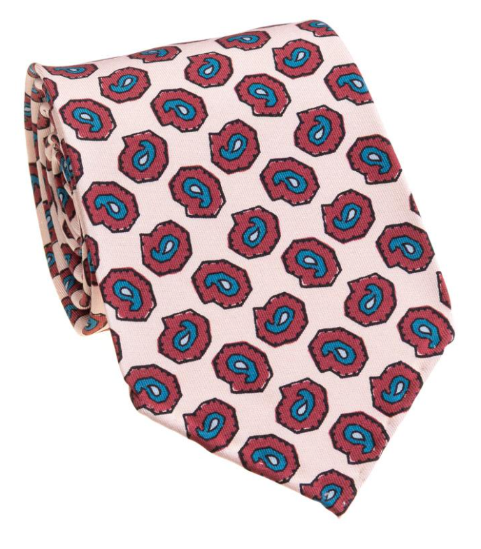 Pink/Merlot/Blue Paisley Tie