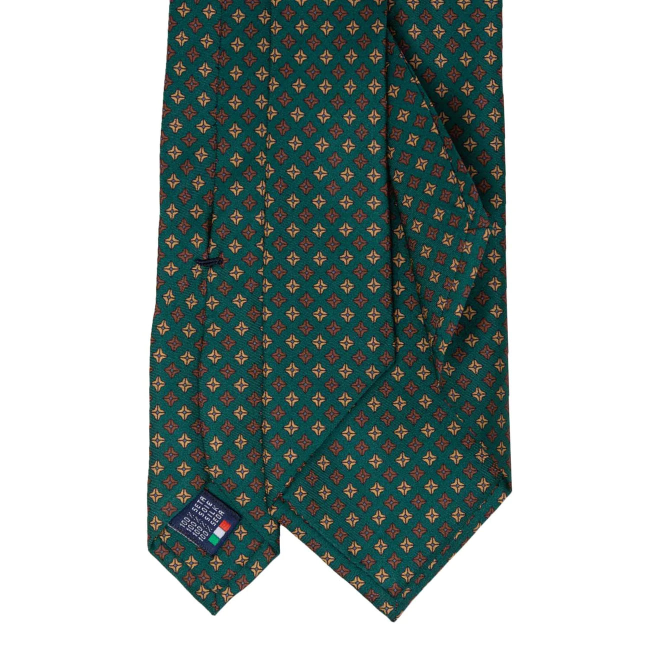 Green with Brown Square Dots Pattern Silk Tie